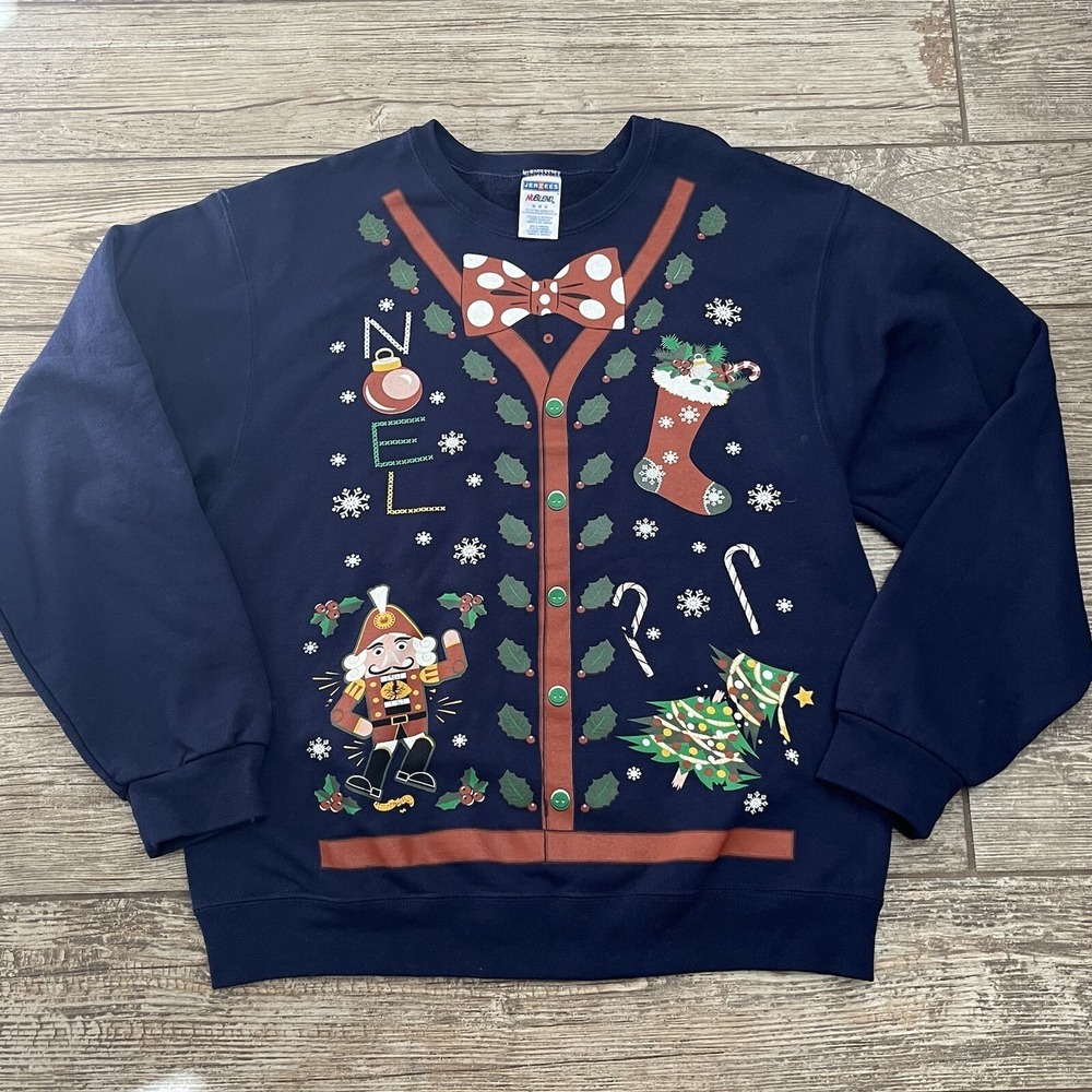Holiday Christmas Crewneck Ugly Sweater Jerzees Nublend Vintage Y2K Medium